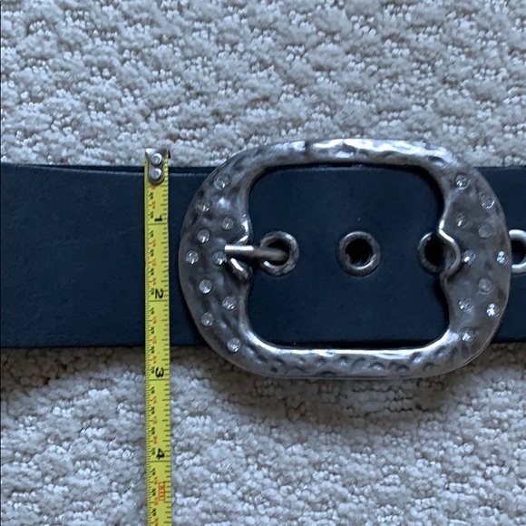 NEW Aldo black leather belt with silver buckle LG - Picture 4 of 6